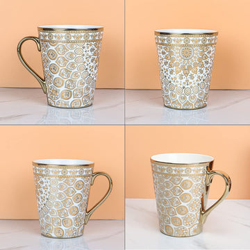 Fine Bone China Golden Coffee Mugs, Tea Mugs 330ml