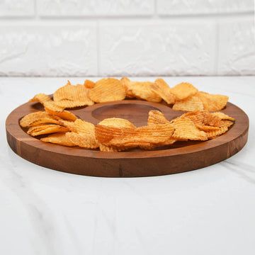 Round Wooden Serving Platter for Parties & Movies, 1 pc