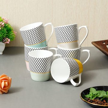 Indian Ceramic  Multicolor Tea Cup - 6 Pcs- 160 ML
