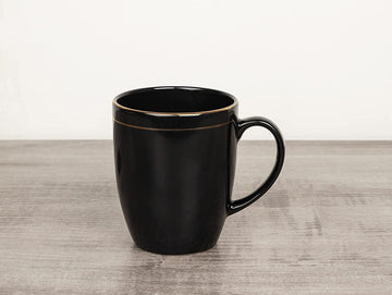 Fine Bone China Black Color Gold Line Coffee Mug - 300 ML, 2 pcs