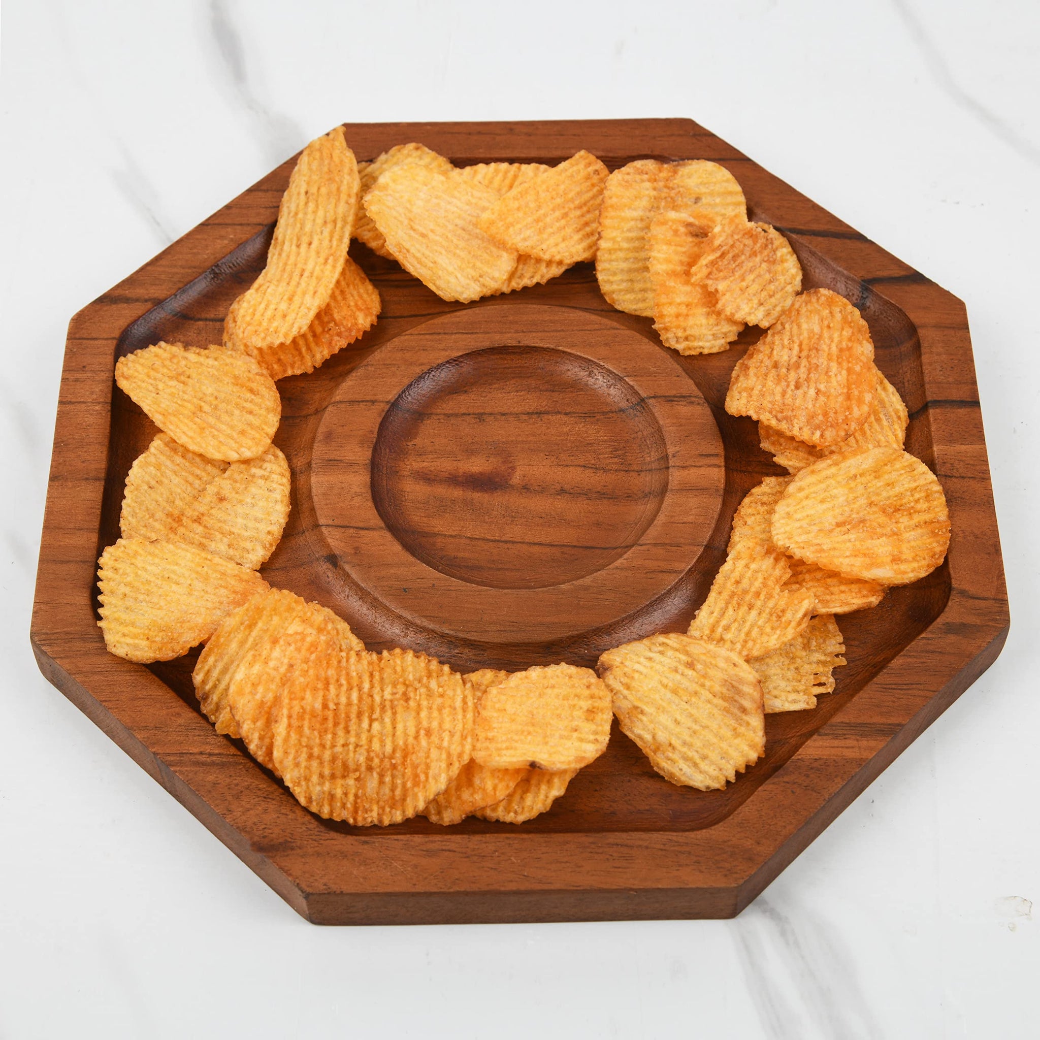 Octagon Wooden Serving Platter for Parties & Movies, 1 pc,