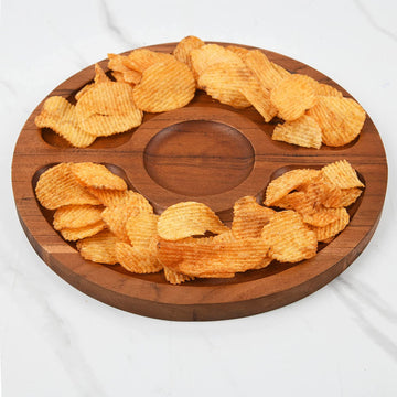 Round Wooden Serving Platter for Parties & Movies, 1 pc