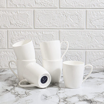 Desh ki Mitti Fine Bone China White Tea Cups, Set of 6 pcs, 160 ML