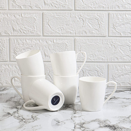 White Coffee & Tea Cup Set of 6, 160 ML, Femora