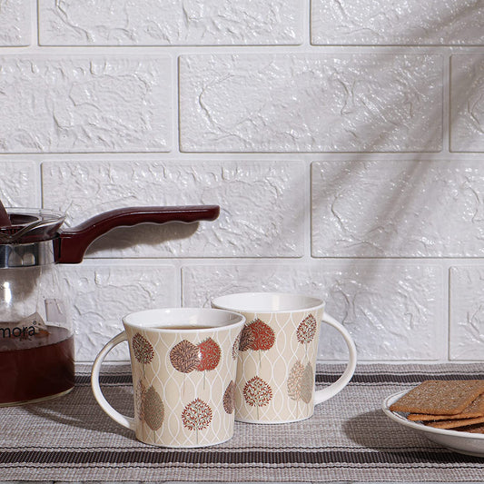 Leaf Pattern Coffee & Tea Cup Set of 6, 160 ML, Femora