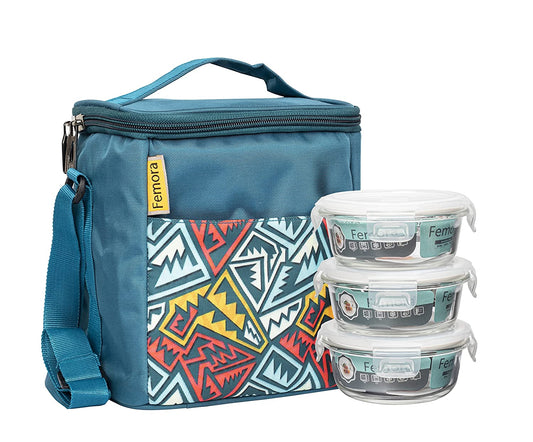 Blue, Lunch Box for Office, 380 ml (3 Container)