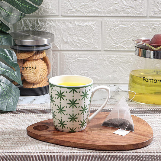 Green Block Print Coffee & Tea Cup Set of 6, 150 ML, Femora