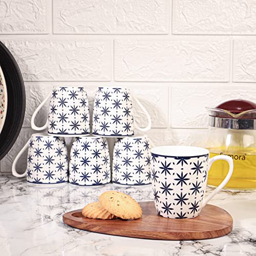 Block Print Design Coffee & Tea Cup Set of 6, 160 ML, Femora