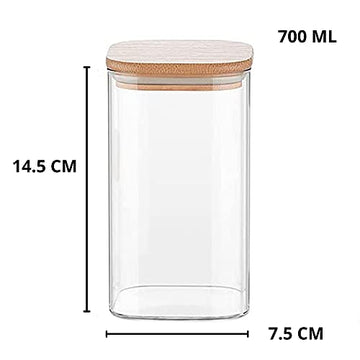 Borosilicate Glass Jar 700 ML Set of 2 in One Tray for Kitchen