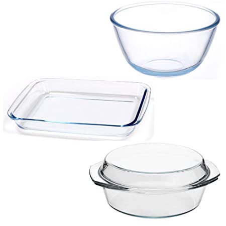 Mixing Bowl - Rectangular Dish and Casserole, (Bowl-1050ML, Dish-1000ML, Casserole-700ML)- Set of 3