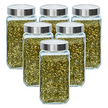 Glass Cuboid Kitchen Storage Jar-1000ML, Set of 6