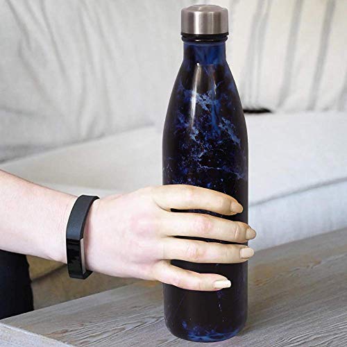 Glass Deep Sea Blue  Water Bottle with Steel Cap - 1 L, Set of 2