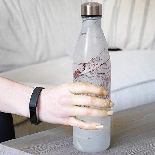 Glass Glacier White Fridge Water Bottle with Steel Cap - 1 Liter, Set of 2
