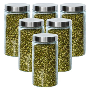 Glass Cylinder Storage Jar-1600ML, Set of 6