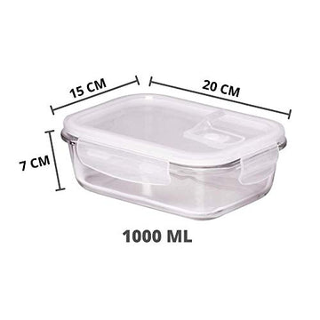 Borosilicate Glass Rectangular Container with Air Vent Lid- 1000 ML, 400 ML, Set of 2