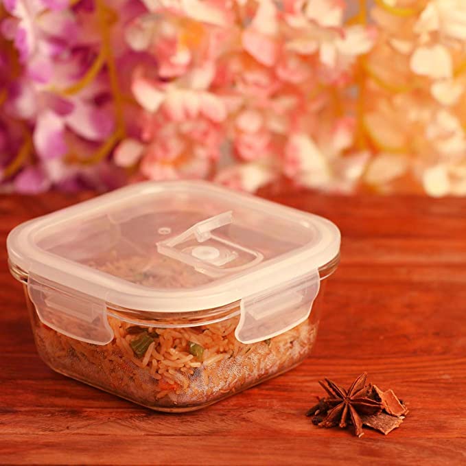 Rectangular Glass Storage Container With Air Vent Lid (400ml, 620