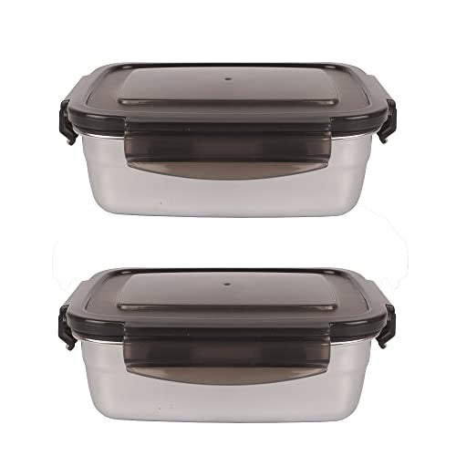 Lunch Box, Rectangle Container with Lock Lid - 550ml Set of 2