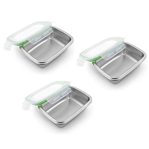 Lunch Box, Rectangle Container with Lock Lid - 350ml Set of 3