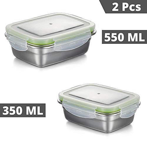 Lunch Box , Rectangle Containe 350ml, 550ml Set of 2