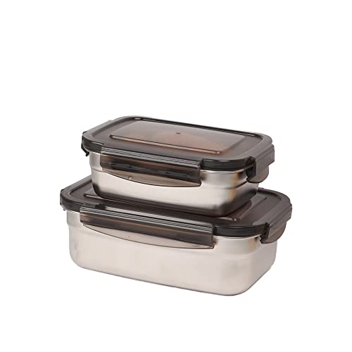 Lunch Box, Rectangle Container with Lock Lid- 550ml, 850ml Set of 2
