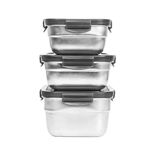 Lunch Box, Stainless Steel Square Container Set of 3 , 350ML 550 ML 850 ML