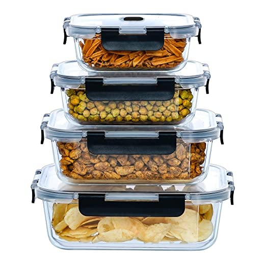 Food Storage Container with Air Vent Lid, 300 ml, 500 ml, 800 ml, 1200 ml (Set Of 4)