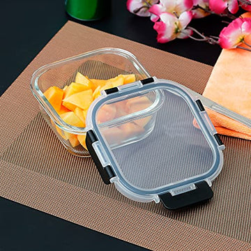 Black, Oven Safe Glass Container with Detachable 300 ML