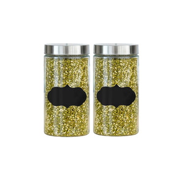 Glass Cylinder Storage Jar-2200ML, Set of 2